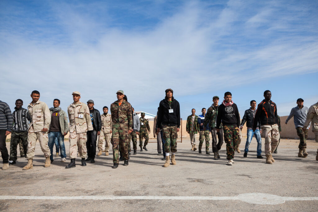 Photo by Karim Mostafa, 2012: Rebels at a Katiba compound in Benghazi get their training to maintain order in the country after the fall of dictator Muammar Gaddafi.