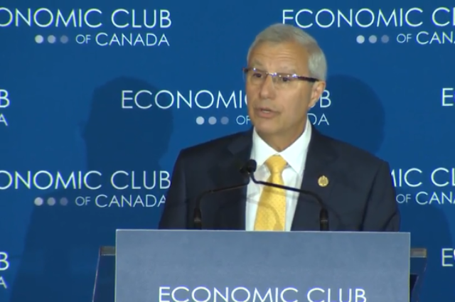 Vic Fedeli talks to the Economic Club of Canada on September 21, 2018