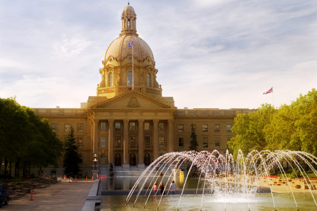 Provincial legislature grounds in Edmonton Alberta.