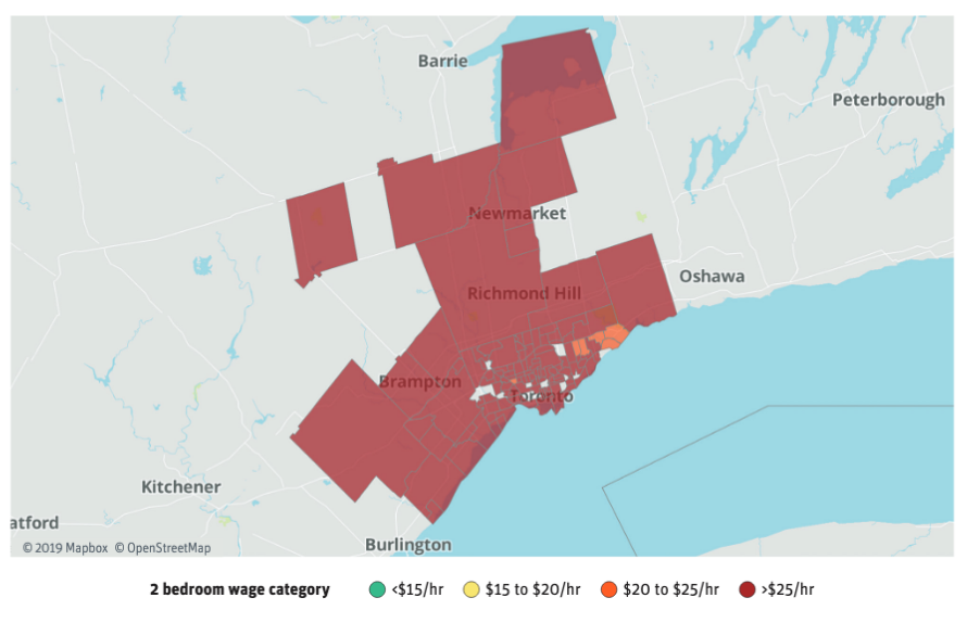 Map of Toronto's rental wages by neighbourhood